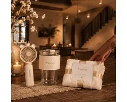Vayden coffret avec verre, serviette et ventilateur, blanc