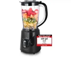 Emerio Blender 1.5L - Smoothie Maker met 2 Snelheden - RVS Messen en Vaatwasmachinebestendig - 500W - BL-124816.8 - Zwart