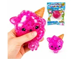 Bubbleezz Squishy Penny Purrpopz glace 12 cm - Mega balle à presser - Rose - Avec charm à l'intérieur - Balle à presser - Squeeze