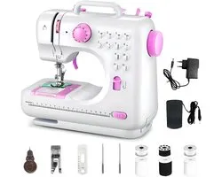 Delgeo Mini Naaimachine - Handnaaimachine met Accessoires - - 12 steektypen - Draagbaar & Elektrisch - Ideaal voor Beginners en Reparaties - 2 Snelheden