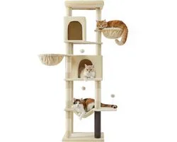Feandrea - Arbre à chat - Grand - Plusieurs étages - 2 grottes - 2 hamacs