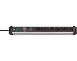 Brennenstuhl Premium-Protect- Line, prise 8 voies avec protection contre les surtensions 60 000 A (câble de 3 m, avec interrupteur, Made in Germany) argent/noir