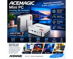 ACEMAGIC Mini PC AMD Ryzen 7 7735HS – 24GB RAM – 512GB SSD – 4K – WiFi 6 – Windows 11