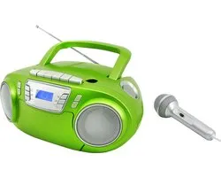 Soundmaster SCD5800GR - Boombox met FM-radio, cassettespeler, CD en externe microfoon, groen