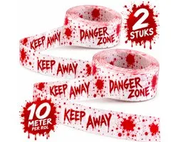 Chipa - Halloween Afzetlint - 2 stuks - 10 Meter per Rol = DANGER ZONE & KEEP AWAY - Decoratie voor Halloweenfeest - Halloween Decoratie - Halloween Lint
