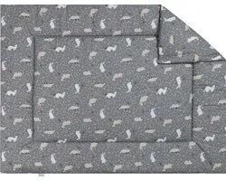 BINK Bedding Boxkleed Bunny 80 x 100 cm - vulling fiberfill 400 grams - speelkleed - parklegger - konijn - hermelijn - das - grijs - taupe - beige - bloemen - tweezijdig