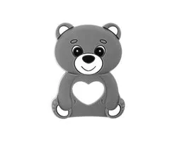 Akuku | Teddybeer | siliconen bijtring | hanger | grijs 0+ maanden