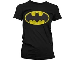 DC Comics Batman Dames Tshirt -XL- Distressed Logo Zwart