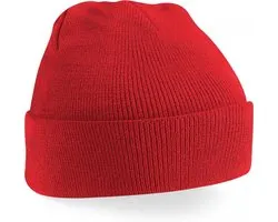Gebreide muts polyester felrood