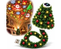 Projectorlamp - Kerst Projectorlamp - Kerstboom Nachtlamp - met 6 Projectiepatronen - USB Kerstverlichting - Flexibel Ontwerp - LED Sfeerverlichting voor Muur en Plafond - Kerstdecoratie voor Woonkamer, Slaapkamer en Feest