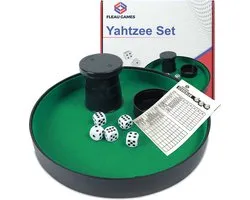 Ensemble Yahtzee + cartes - Boîte à dés - Ensemble de dés - Boîte à dés - Patinoire de poker - Pit box - Jeu de dés - Dés - Jeu - Cuir artificiel
