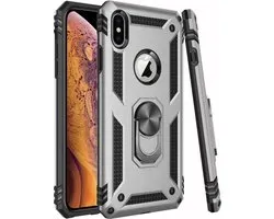 Coque LuxeBass adaptée à la coque iPhone Xs Max - Anti-Shock Hybrid Ring Armor Argent
