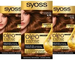 3x Syoss Oleo Intense Haarverf 6-76 Warm Koperblond