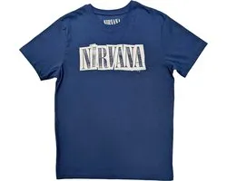Nirvana - Box Logo Heren T-shirt - S - Blauw