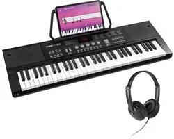 MAX KB15 Ensemble clavier avec écouteurs et support pour partitions - Perfect pour les débutants - Batterie rechargeable