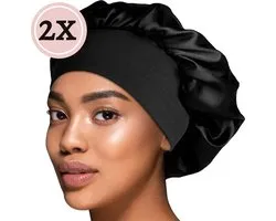 Beyeza Luxe Bonnet - 2 Stuks - Satijnen Slaapmuts - Haarnetjes - Haarverzorging - Satijn - Elastisch