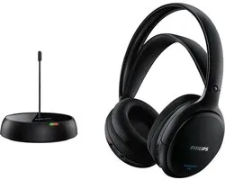 PHILIPS SHC5200/10 HiFi TV Hoofdtelefoon Draadloos Over-Ear (32-mm-Luidspreker, Draadloze FM-transmissie, Zelfinstellende Binnenhoofdband, Lichtgewicht Ontwerp, Oplaadbaar), Zwart