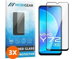 Mobigear Screenprotector geschikt voor Vivo Y72 Glazen | Mobigear Premium Screenprotector - Case Friendly - Zwart (3-Pack)