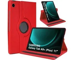 Étui rotatif - Étui rotatif pour tablette - Étui Multi supports Convient pour : Samsung Galaxy Tab A9+ (Plus) 11 pouces 2023 (SM-X210, SM-X215, , SM-X216, SM-X218) Rouge