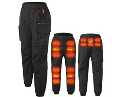 Verwarmde broek: Wind- en waterdicht, koolstofvezel, multi-zone verwarming, USB-voeding XL
