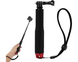 Selfiestick, waterdicht, 49 cm, rood, telescopische stang voor actiecamera, compatibel met GoPro Hero 13/12/11/10/9/8, DJI Osmo Action 5 Pro/4/3, AKASO, Insta360 Ace Pro, onderwater tot 10 m