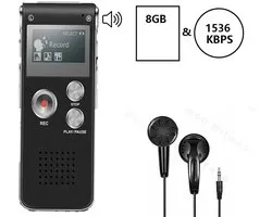 WiseGoods Premium Digitale Voice Recorder Met Stereo Geluidsopname & MP3 Speler - 8GB - Dictafoon - Flash Drive Audio - Zwart