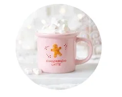 Gingerbread Latte Mok Roze – Kerstmok met Candy Cane Design – 480 ml