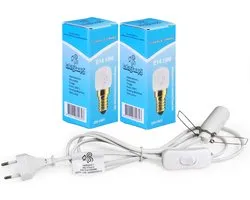 E14 Fitting, Kabel 1.8mtr, 2x gloeilamp (o.a. voor Zoutlamp) - Inc Aan/Uit Schakelaar - Extra Lange Kabel - LalaShops