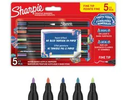 Marqueurs de peinture acrylique Sharpie Creative Marker | Tons terreux | Marqueurs de peinture à base d'eau | Pointe fine | Fournitures d'art et d'artisanat | Couleurs assorties | 5 pièces