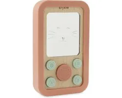 Trixie Baby Telefoon van Hout en Silicone - Mrs. Cat - Eerste Speelgoed voor Baby - Kraamcadeau - Baby cadeau