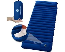 10CM Slaapmat Zelfopblazend - Lichtgewicht & Compact - Slaapmatje met Ingebouwde Voetpomp - Camping Matras - Camping Bedje - Opvouwbaar Logeer Matras - Luchtbed - Luchtmatras - 1 Persoons - Blauw