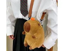 Klikkopers® - Capybara Rugzak - Capybara Knuffel - Capybara Handtas - Capibara Rugtas - Draagbare Make-up Tas - Bruin