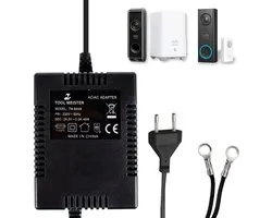 Tool Meister BA48 - 24V/2A AC/AC Adapter voor Eufy Smart Deurbel - 48VA (48W) Universele Beltransformator - Beltrafo - Transformator - Op Maat voor Eufy - 5 Meter Kabel-