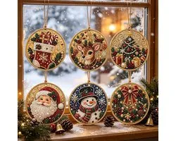 Diamond Painting Kersthangers - 6 Stuks - Kerst Decoratie - Creatieve Knutselset - Kerst Diamond Painting Hanger - Kerst Sleutelhanger - Kersthanger - DIY Diamond Art Kit - Kerstornamenten - Voor kerstboom, Deur, Raam en Muur