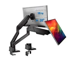 W&Z Double Monitor Arm 2 écrans - Design ergonomique - Support de moniteur - Grijs tonnerre