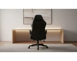 Gamingstoel Casa Velluto AudioMax Pro – Ergonomische bureaustoel met voetensteun, Bluetooth-luidsprekers, verstelbare hoofd- en lendesteun, kantelbare rugleuning, zwart-rood, belastbaar tot 150 kg