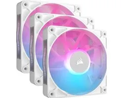 CORSAIR iCUE LINK RX120 RGB Starters Kit White - Ventilatorhuis - 3-pack - 120mm - 74.2 CFM - 400 - 2100 RPM - 10 - 36 dBA - Zero RPM Mode - iCUE LINK System Hub - wit