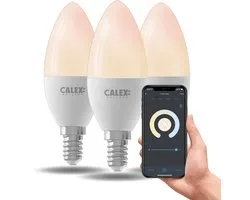 Calex Slimme LED Lamp - Set van 3 stuks - E14 - Wifi LED Kaarslamp - Warm Wit Licht - Werkt met App, Amazon Alexa en Google Home - 5W