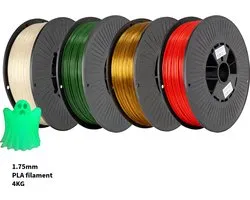 PLA+ 4KG Kerst voordeelpakket 3D Printer Filament 1.75 mm - Hoge Kwaliteit en Duurzaam - Compatibel met Creality, Bambu Lab, Esun en Meer - Perfect voor Prototypes, Modellen en Accessoires - Professioneel en Thuisgebruik