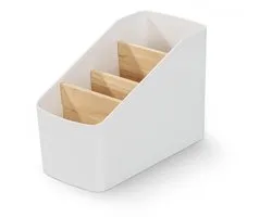 Dailygoods- Afstandsbediening Houder - Bureaublad-Organizer - Caddy Box met 4 Compartimenten - Duurzaam ABS-Kunststof/Hout - Verwijderbare Scheidingswand - Eenvoudig en Elegant Ontwerp - Opbergdoos