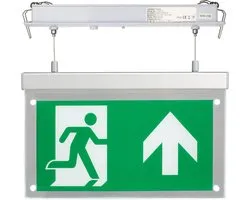 Éclairage de secours à LED - Éclairage des issues de secours - Visible des deux côtés - réglable en hauteur - avec pictogrammes