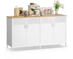 SONGMICS LSC205WC01 - Buffet de rangement en acier - armoire à double porte - fermeture magnétique