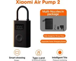 Xiaomi - Electrische Banden pomp - Draagbare Elektrische Luchtcompressor - Electrische Bandenpomp - Type C Input - Grijs