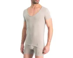 Noshirt Short Sleeve - Original Cotton - Heren Ondershirt - Deep V - Invisible Khaki - Maat L