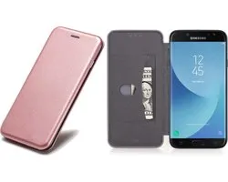 Samsung Galaxy J5 (2017) Book Case Pink / Rose Gold - Etui portefeuille en cuir avec couverture en silicone - Protection Flip Cover 360°.