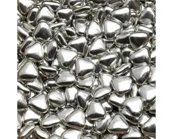 chocolade mini dragee hartjes zilver 1000 gram voor huwelijk doopsuiker communie