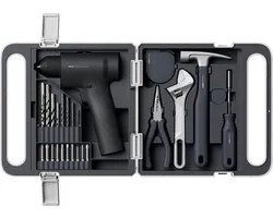 HOTO 16V Cordless Drill Tool Kit Brushless – Accuboormachine Gereedschapsset Borstelloos – Complete Gereedschapsset – 50 Nm – 2 Snelheden – USB-C Oplaadbaar – Inclusief Handgereedschap & Bits