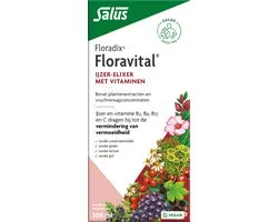 Salus Floradix Floravital – Bij vermoeidheid – Vegan vloeibaar ijzer-elixir met groente-extracten en vruchtenconcentraten – 500 ml