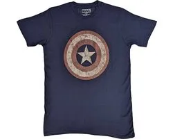 Marvel Captain America - T-shirt Homme Shield Brodé - XL - Blauw