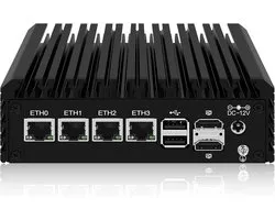 Fanless Mini PC Firewall Appliance met 4x 2.5GbE LAN, OPNsense/pfSense Ondersteuning, DDR5, NVMe & SATA